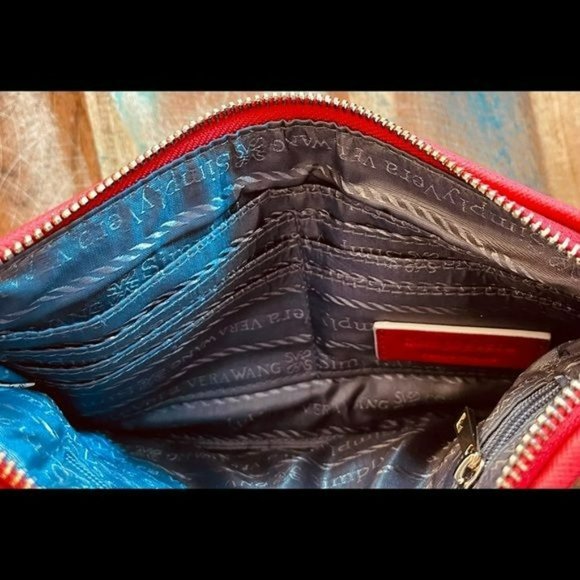 SIMPLY VERA VERA WANG Woven Straw & Faux Red Leather Medium Clutch - Picture 5 of 8